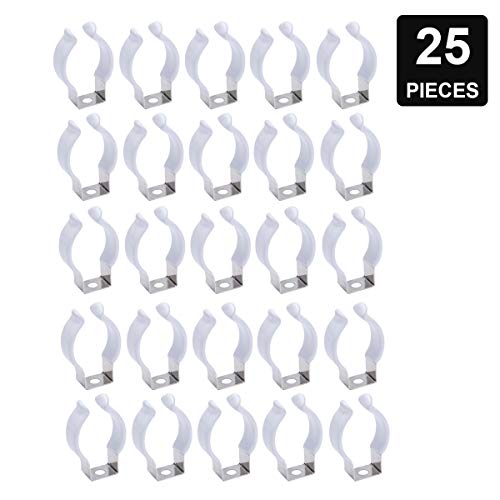 JOMITOP Clip Holder Fluorescent Tube Lamp Mounting Bracket To Hang T8 LED Tube Light Tubes - Stainless Steel Lampholder Support With Plastic Finish 25pcs - Thumbnail 5