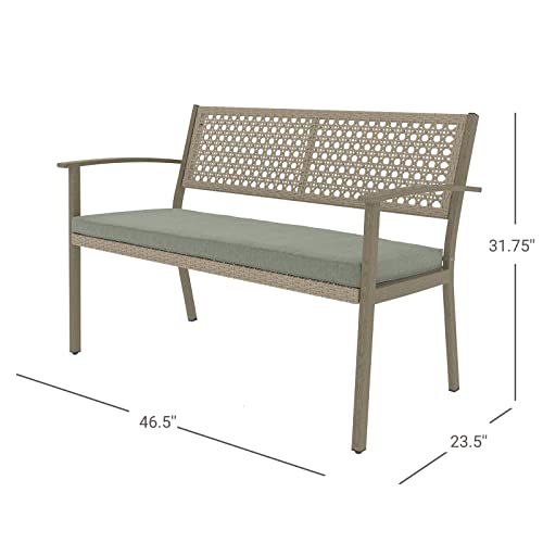 Grand patio Garden Bench, Wicker Rattan Outdoor Benches with Cushion