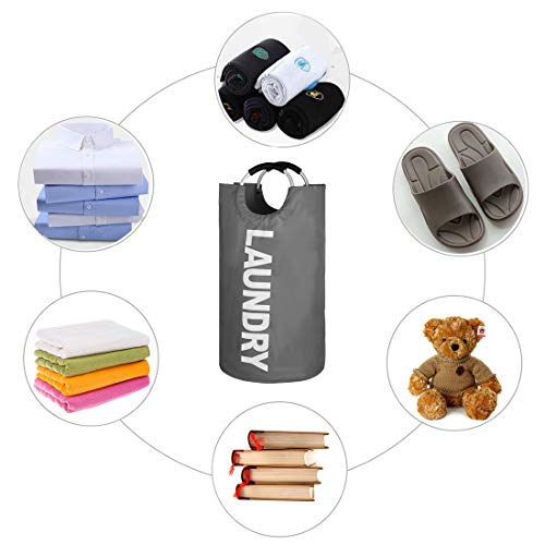 Epicord 82L Large Laundry Basket (6 Colors), Collapsible Fabric Laundry Hamper, Foldable Clothes Bag, Folding Washing Bin (Dark Grey) - Thumbnail 4