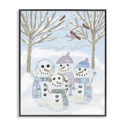 Stupell Industries Happy Snowman Family Black Framed Giclee Art, design by Kris…