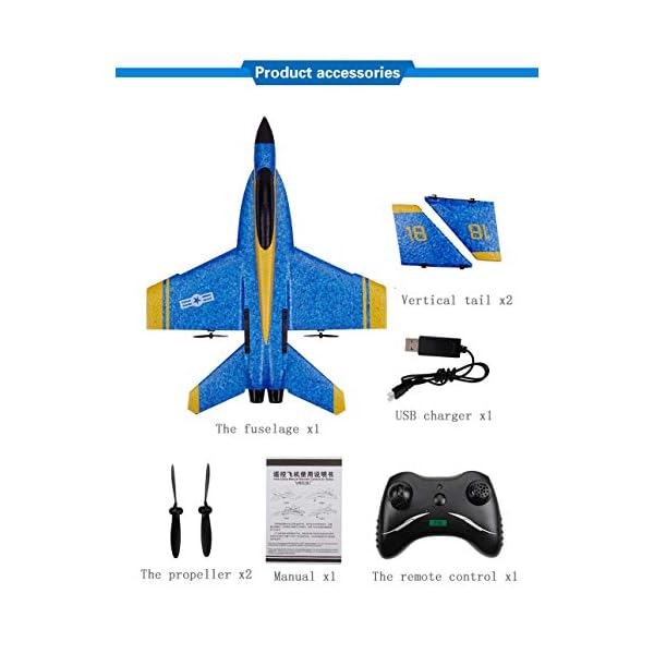 HSKB F-18 RC Segelflugzeug, Brushless 6-Achsen Gyro Kunstflug RC Elektro Flugzeug RTF EPP Foam 3.5CH 2.4G Toys RC… – Bild 7