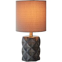 Rivet Geo Diamond Black Modern Ceramic Table Lamp with LED Bulb, 15"H, Grey