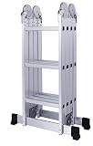 EQUAL Foldable and Adjustable Multipurpose Aluminium 4 x 3 Steps Super Ladder 350 cm (11.5 Ft) for Industrial & Household purpose