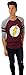 DC Comics Mens Flash Distressed Logo Varsity Football 3/4 Sleeve Raglan (X-Large, Brick)