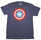 Marvel Comics Captain America Shield Men's Navy Heather Burnout T-shirt XL