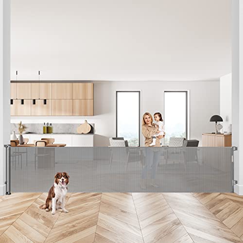 145 Inch Extra Wide Retractable Baby Gate for Large Openings Long Baby