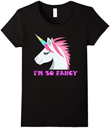 Women's I'M SO FANCY UNICORN EMOJI T SHIRT Small Black