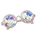 YOOSKE Kaleidoscope Glasses Round Sunglasses for Women Men Rainbow Prism Sun Glasses Mirrored Steampunk Goggles with Sunglasses Cloth Bag (Transparent Frame )