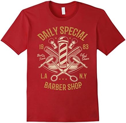 Mens Vintage Barbers Pole Scissor Hair Clippers Comb T-Shirt XL Cranberry