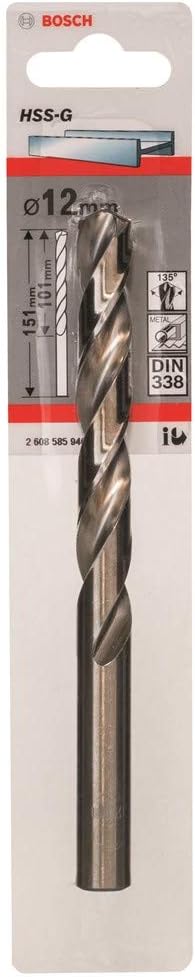 Bosch Professional 1x Metal drill bits HSS-G DIN 338 (for metal diameter 12 x 101 x 151 mm, Accessory Drill Driver)