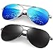 Polarized Aviator Sunglasses for Men - Feirdio Metal Frame Sports UV 400 Protection Mens Women Sunglasses 2261 (black gun +blue sliver, 2.36)