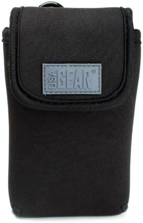 USA Gear Digital Compact Camera Case w/Carabiner Clip, Belt Loop, Pocket for Memory Cards Battery