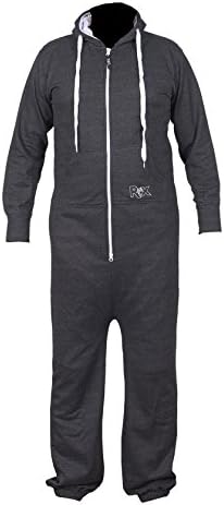 ROX Men's Unisex Jumpsuit One Piece - Jumpsuits Men - Training Jogging Fleece Jumpsuit - Sleeping Overalls (L, Dark Grey(Antique))