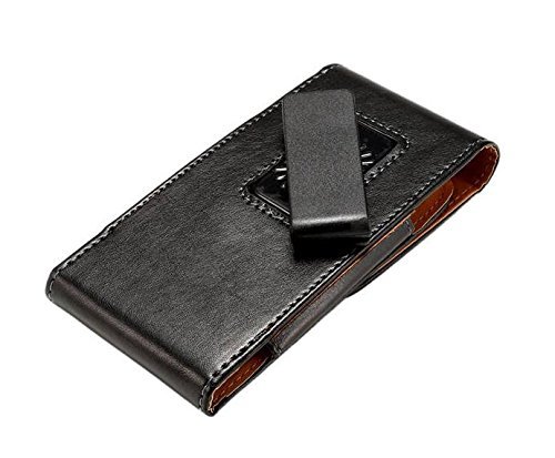 LG Exalt Vertical Black Smooth Leather Case Pouch Belt Holster