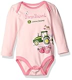 John Deere Girls' Farm Raised Bodyshirt, Light Pink, 3/6 Months