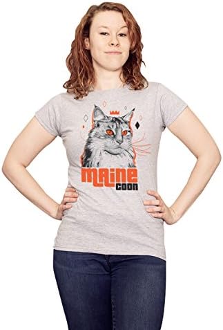Yellow Hydrant Maine Coon Breed Cat Star T-shirt Ladies/Juniors Sizes Sport Gray Medium