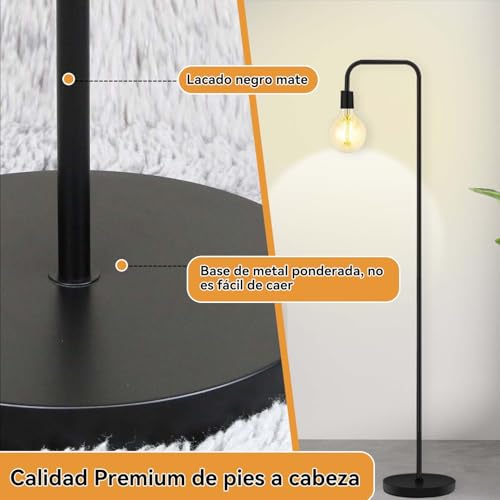 Lampara de Pie para Sala,Socket E26,152cm, Lámpara de Pie Industrial para Sala de Estar,Lámpara de Pie Moderna con Interruptor de Pie,Diseño Minimalista,para Recámara y Estudio,(Bombilla no Incluida)