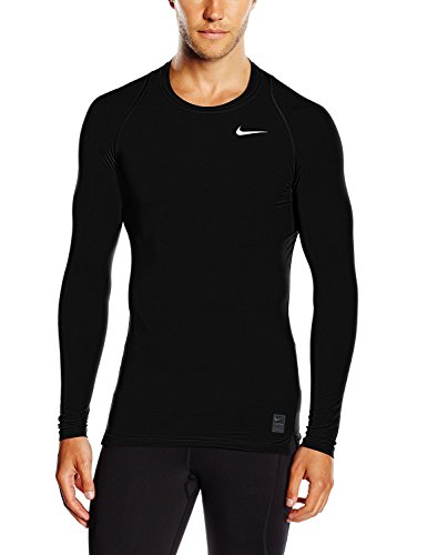 Men s nike pro cool compression top black/dark grey/white size me…