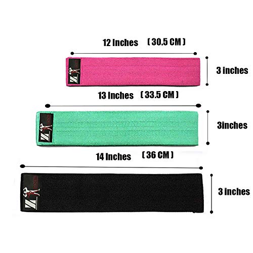 Resistance Bands for Legs and Butt, Workout Exercise Hip Bands, Fitness Booty Loop Non-Slip Bands for Squats, Deadlifts, Yoga, Sport, Pack of 3 (Black, firozi, Pink)