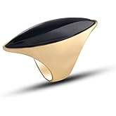 HAIXIAN Exaggerated Clear Quartz Ring,Big 14K Gold Plated Cocktail Party Gemstone Ring,Large Eye Shape Stone Chunky Dome Statement Ring Jewelry Gift for Women