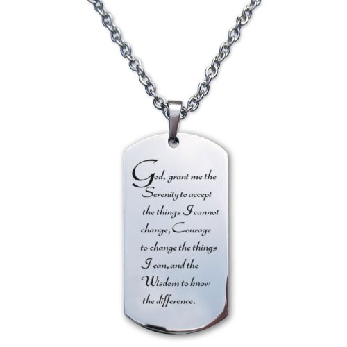Serenity Prayer Stainless Steel Designer Dog Tag Necklace