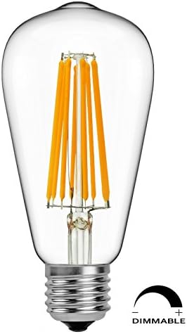 Yiizon ST64 Long Filament 10W Antique Edison Style LED Bulbs, 2200K Warm White, 1000LM, 110V, E26 Base, 100W Incandescent Equivalent, Dimmable, Pack of 1