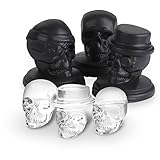 LMCFYJ 3D Skull Ice Mold, Silicone Ice Cube Tray Stackable Easy Release Set of 3 Giant Vivid Ice Tray for Whiskey and Cocktail (black-3pc)