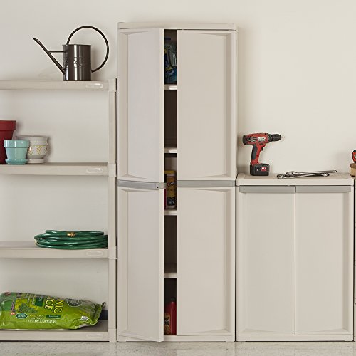 Sterilite 01428501 4-Shelf Cabinet with Putty Handles ...