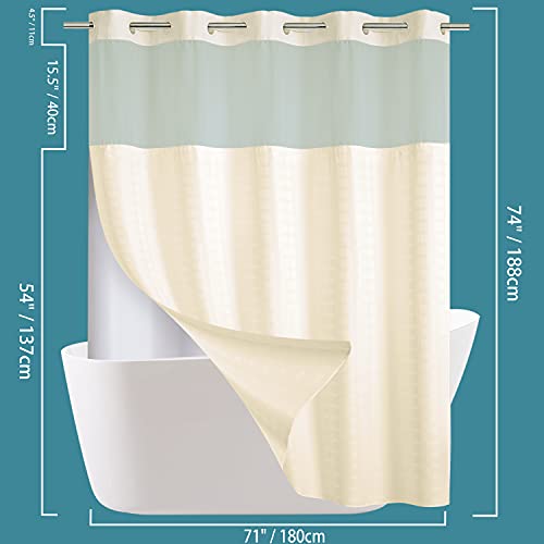 Conbo Mio Hotel Style Fabric Shower Curtain No Hooks Needed with Snap
