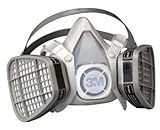 3M 5203 Medium Yellow Thermoplastic Elastomer Half Mask 5000 Series Disposable Air Purifying Respirator with 4 Point Harness, English, 11.9652 fl. oz, Plastic, 1" x 1" x 1"