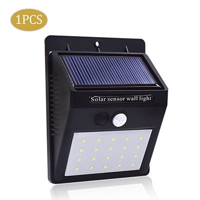 Zomoza LED Solar Light PIR Motion Sensor Wall lamp Human Body Infrared Outdoor Waterproof Home Garden Security Lights(20 led)(Black)