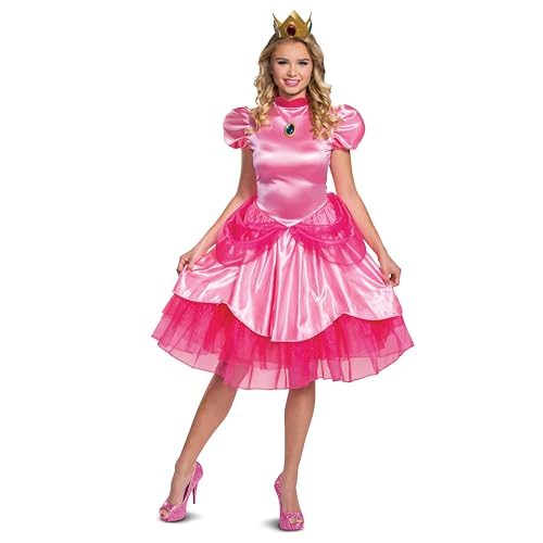 Disguise Princess Peach Costume, Official Nintendo Super Mario Bros Dress and Crown