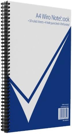 Nu Notebooks - Office Range - A4 Wire bound Notebook - Stationery Notebooks - Gloss Card Notebook - Writing Pad - 50 Pages ,White