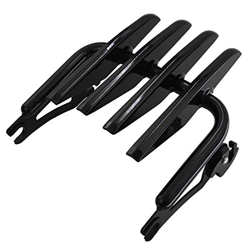 Detachable Gloss Black Triple Polished Passenger Sissy Bar W/Backrest Pad & Stealth Luggage Rack & 4 Point Docking Hardware Kit for Harley Davidson Touring Electra Glide Road Glide Road King Street G