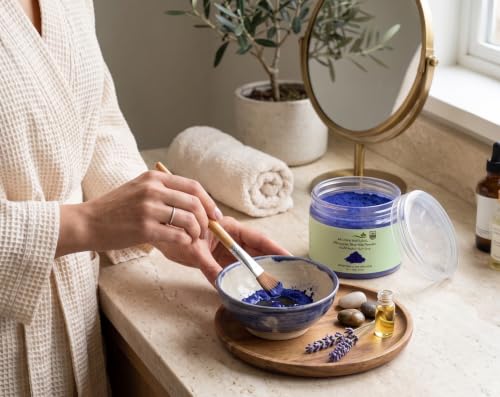 AFLORA NATURAL Moroccan Blue Nila Powder 100g – 100% Pure & Natural – Skin Brightening Face & Body Mask – Helps Reduce Tan, Dark Spots & Uneven Tone – Traditional Moroccan Beauty Care