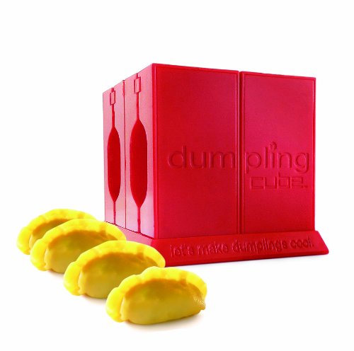 Dumpling Cube - Makes 4 Traditional Gyoza Style Dumplings at a time. Shape, Fold and Trim, with a Pastry Cutter included