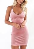 Dreamtravel Womens New Arrival Velvet V-neck Backless Party Nightclub Vacation Slip Dress
