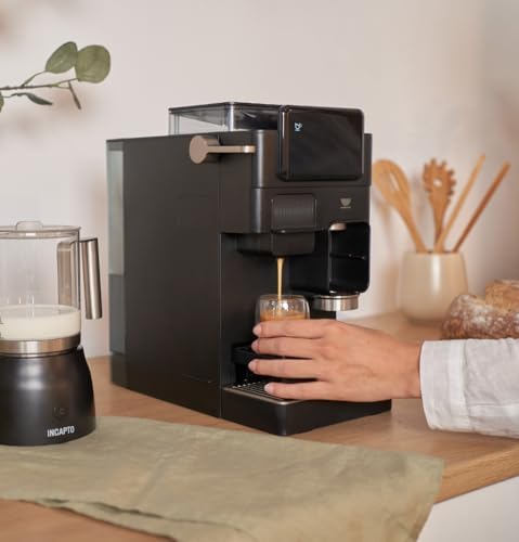 Juno Cafetera semiautomática con molinillo integrado y pantalla táctil | Café en grano recién molido sin cápsulas | Compacta, intuitiva y fácil de limpiar | Color negro