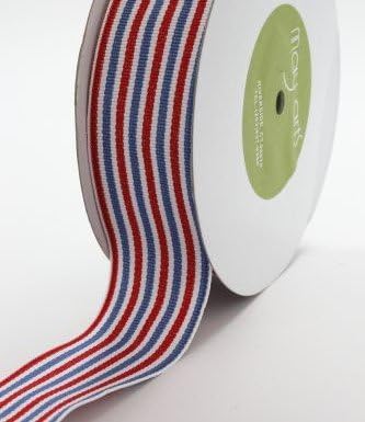 Red, White & Blue 38mm Grosgrain Stripe May Arts Ribbon on a 2m length (N.B. this is a cut from a roll)