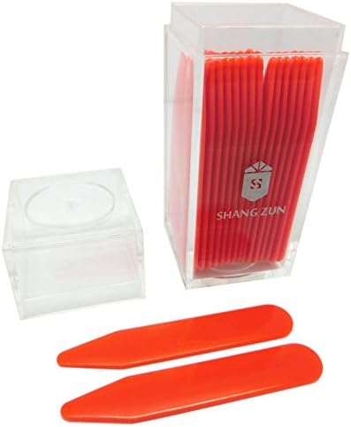 Shang Zun 30 Pcs Orange Plastic Collar Stays in Clear Box, 2.2"