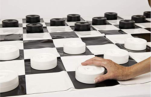 Jumbo Indoor/Outdoor Checkers Set | Garden Games - Jumbo Checkers Set with Large Board | 4 ft x 4 ft Mat