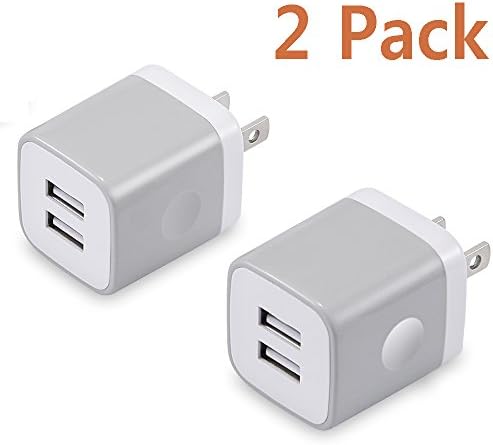 USB Wall Charger, LEEKOTECH 2-Pack Dual Port USB Charger Plug Power Adapter 2.1A/5V Charging Block for iPhone X/8/7/6/6S Plus 5S, iPad, iPod and Samsung Phones
