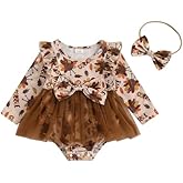 Thanksgiving Baby Girl Outfit Infant Fall Romper Dress Turkey Pumpkin Print Bodysuit Tutu Dresses Newborn Clothes