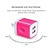 Charger Box, FiveBox Dual Port USB Wall Charger Brick Plug Adapter 2.1A Phone Charging Base Cube Charger Block for iPhone X/8/6/7/6S/7 Plus, iPad, Apple, Samsung S7 S6 S8, Android, LG, ZTE-2Pack/Pink