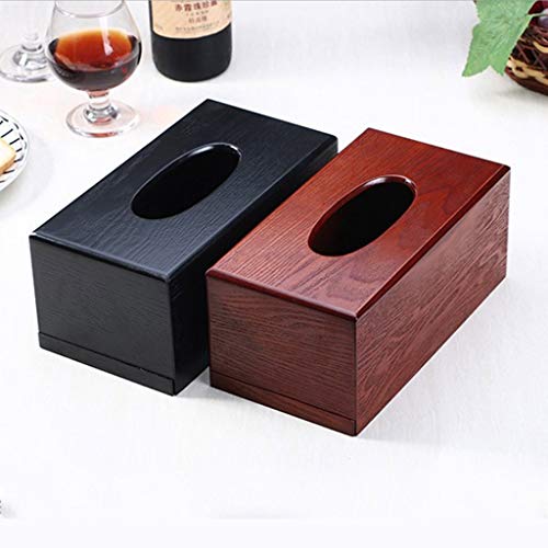 Wooden Tissue Box Bedroom Bathroom Facial Tissue Box Holder Cover Natural Eco-friendly Tissue Holder for Living Room/Countertop/Bedroom (B) - Thumbnail 2