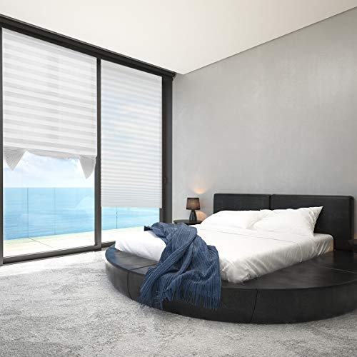 Paper Pleated Shades Blinds Cordless Light Filtering Fabric Shades Blinds White 36" x 72" 6 Pack Window 1-2-3 Shade Blind for Windows - Thumbnail 7