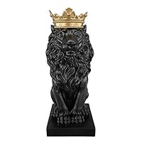 Artgenius 7.3IN Royal King Crown Lion Statue Figurine Decorations (Black)