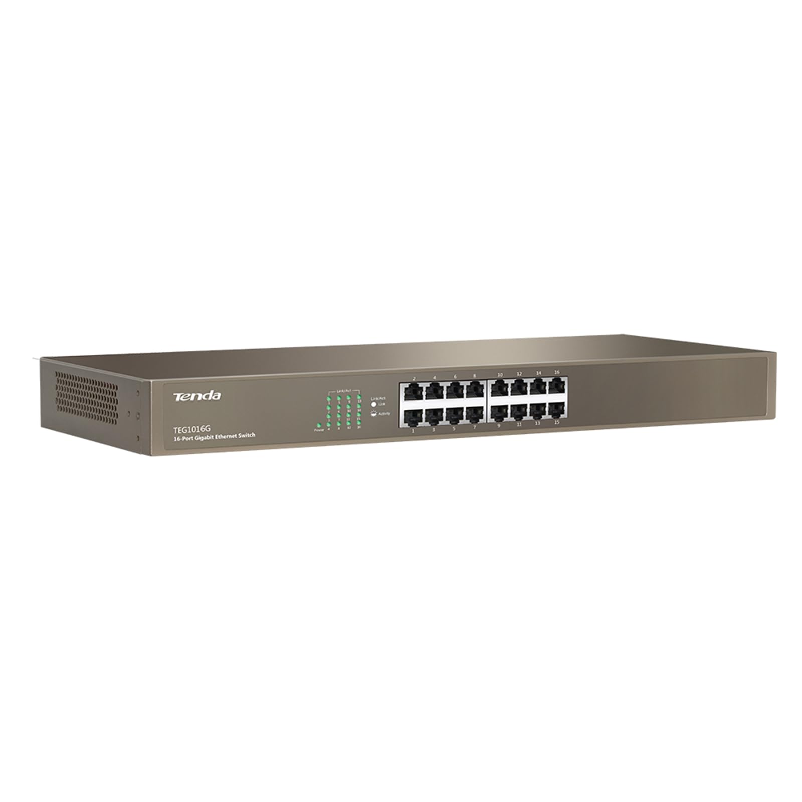 Tenda 16-Port Gigabit Network Switch, Ethernet Splitter / Hub, Plug & Play, no configuration required, Metal Case (TEG1016G)
