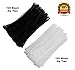 Black & White Zip Cable Ties 250 Pieces Self Locking 10 Inch Nylon Pack Heavy Duty 5mm Thick 50 LB Tensile Strength Securing Teeth Wiring Fire Heat UV Resistant Plastic Cables Cord Wire