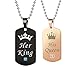 GAGAFEEL Couple Necklace Crown Tag Queen King & His Hers Stainless Steel Pendant Matching Set Lover Gift